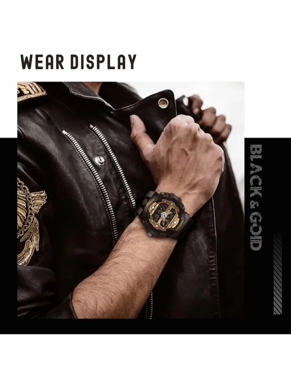 Men's Black Analog Quartz Digital Sports LED Waterproof Countdown Wrist Watch